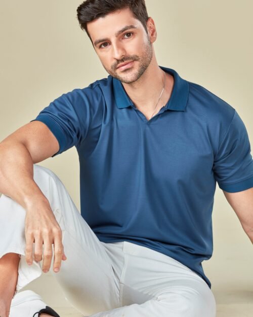 Tencel Stretch Polo in Persian Blue