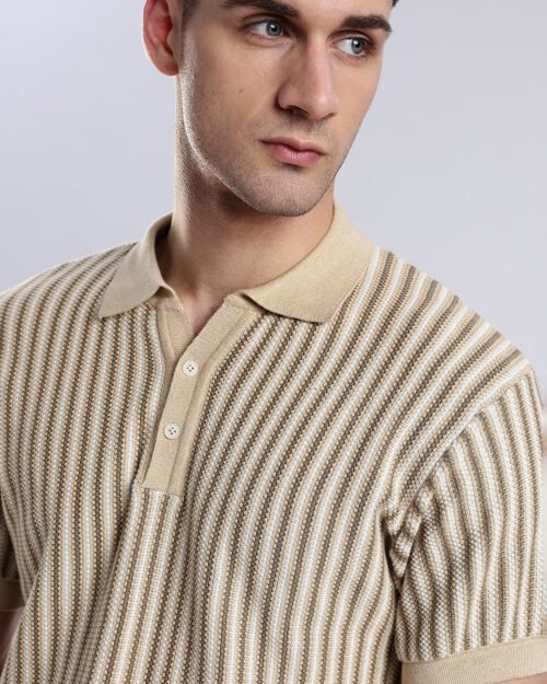 Capri Sandstone Jacquard Knit Polo