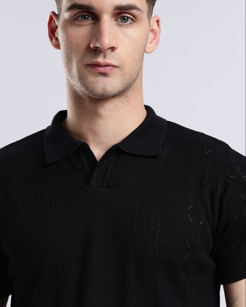 Black Crochet Monarch Polo