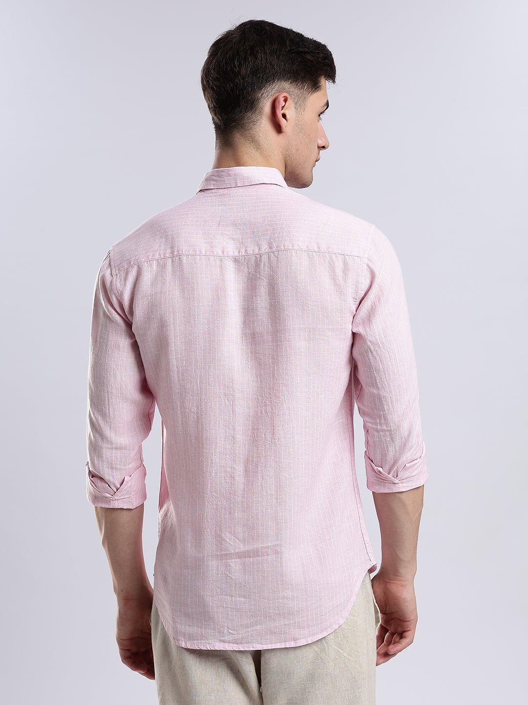 100{0fe987850b2366ddbf93158462bf650ab3167f078d7b080d701abd4c627c78f9} Linen French Rosé Pinstripe Shirt - Image 9
