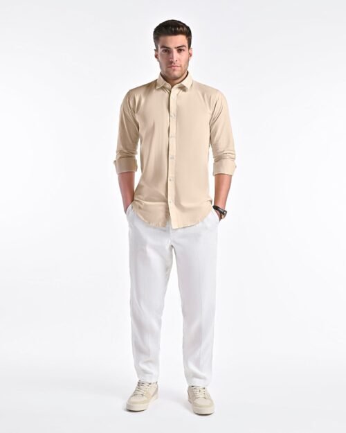 Beige Cotton Linen Shirt