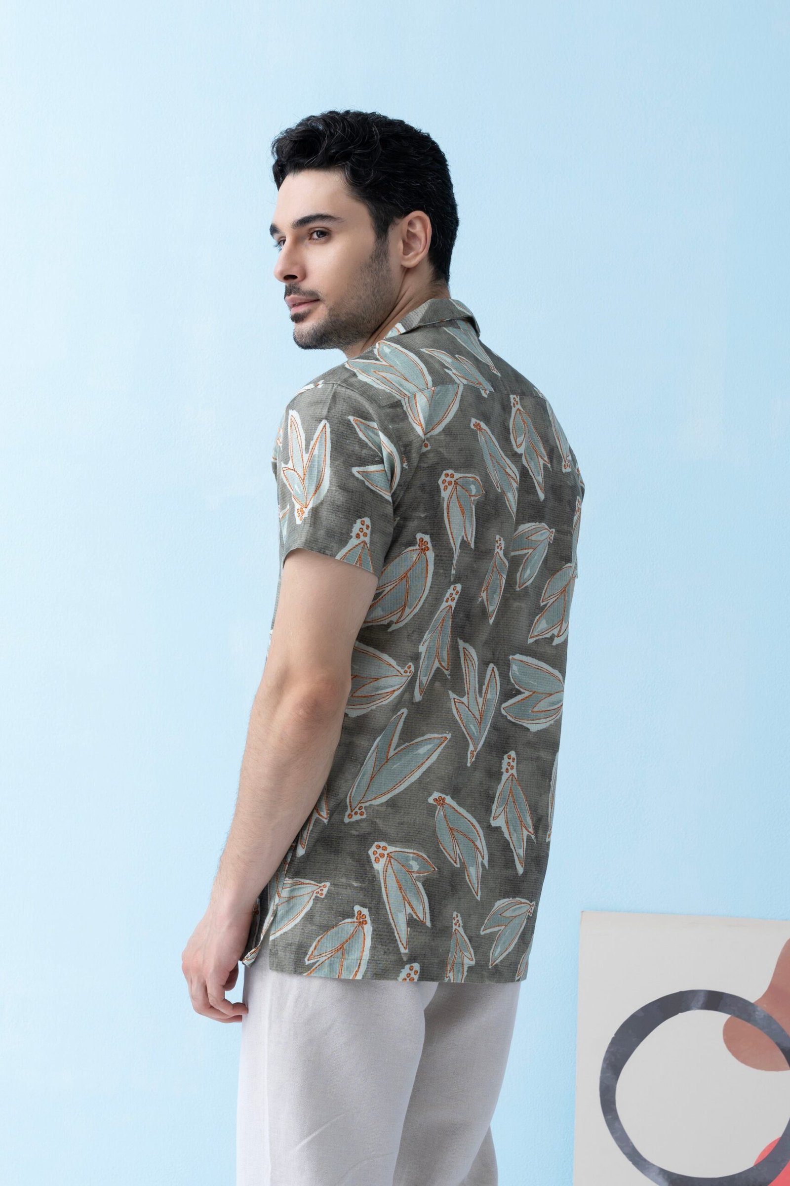 Coastline Hemp Cuban Shirt in Leafy Sage - Image 5