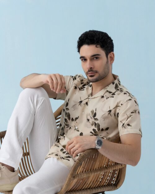 Coastline Hemp Cuban Shirt in Ivory Blossom